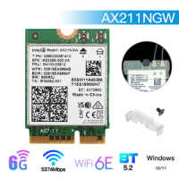 WiFi 6 Card AX211NGW AX201 Wi-Fi Network Card Adapter 2.4G/5Ghz Bluetooth5.2 Intel AX211 M.2 KeyE CNVio Windows10 64-Bit