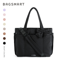 กระเป๋า BAGSMART แฟชั่นใหม่ กระเป๋าสะพายขนาด 15.6 นิ้ว พร้อมสายสะพายไหล่ แยกส่วนแห้งและเปียก