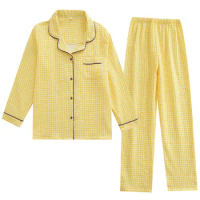 Women'S Pajamas Sets Plaid Pajama Set Cozy Breathable Long Sleeve &amp; Long Pants Loungewear Sleepwear For Sleeping пижама New