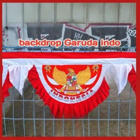 Bendera Merah Putih Backdrop Garuda Agustusan Satin Micro Grade A 5 Gelombang x 4,5 Meter Logo Anti 