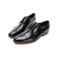 【GEORGE 喬治皮鞋】Amber系列 真皮鋸齒橫飾木紋紳士鞋 -黑315011BR10