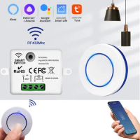 433MHz Wireless Remote Control Light Switch 220V 110V 10A Relay Controller Mini Round Button Wall Panel Switch For LED Lights