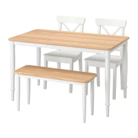 DANDERYD/INGOLF 餐桌椅組, 實木貼皮, 橡木 白色/白色