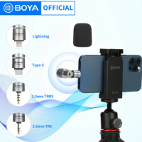 BOYA BY-P4 Smartphone Microphone Omnidirectional Condenser Portable Mini Mic Plug and Play for PC Camera Streaming Blogger Vlog