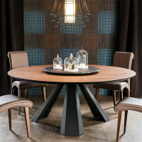 桌子 美式實木餐桌椅組合創意西餐廳圓桌客廳家用實木餐桌
