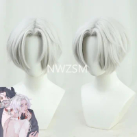 Anime Tokyo Revengers Kurokawa Izana Cosplay Wig Silver White Short Wig Resistant Fiber Hair with Free Wig Cap Halloween
