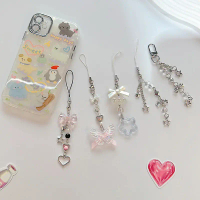 1PC rama-rama comel manik buatan tangan Keychain gadis manis untuk IP 11 kamera Kawaii Y2K cinta lim