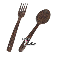 Sendok garpu set bahan kayu kelapa aesthetik trend korea Kitchenware