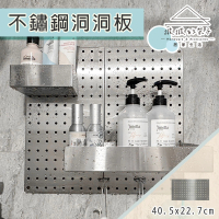 預購 撥撥的架子 兩片 40.5x23cm 不鏽鋼洞洞板 洗車場工具牆 角落置物架 洞洞無痕收納板(不鏽鋼洞洞板-二片)