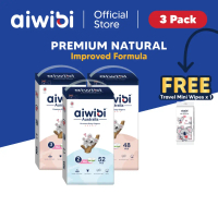Aiwibi Baby Premium Natural Diapers Pants (3Pack) FREE Aiwibi Baby Travel Mini Water Wipes (64''s x