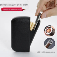 20pcs Capacity Cigarette Case Box with USB Electronic Lighter for Slim Cigarette Waterproof PU Cigarette Holder Plasma Lighter
