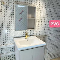 [ CHANGTHAI ] Tủ Nhựa Lavabo Sứ Treo Tường Có Đèn Led Hiện Đại Kèm Tủ Gương 2 Màu Xám Và Be Trọn Bộ 