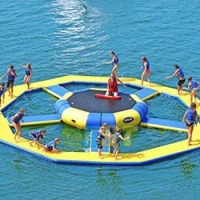 10mD PVC circle water inflatable floating trampoline maze game for kids