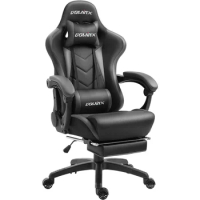 Dowinx Gaming Chair Ergonomic Office Recliner for Computer with Massage Lumbar Support, Racing Style Footrest (Black&amp;Gray)