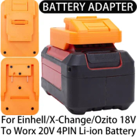 Adapter/Converter for Worx 20V 4PIN Li-ion tools to Einhell/X-Change/Ozito 18V Li-ion battery adapte