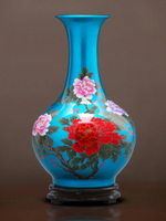 景德鎮陶瓷器水晶釉藍色花瓶擺件客廳插花中式家居玄關裝飾品擺設