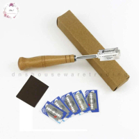 Wood Handle Curved Bread Cutter 304 Stainless Steel Bread Trimming Knife Baguette Cutter Roti