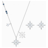 Swarovski 施華洛世奇 水晶銀色聖誕星星雪花項鍊耳釘套裝 5517182 1pc