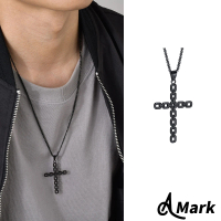 【A MARK】光面縷空鍊條十字架造型鈦鋼項鍊(鈦鋼項鍊 縷空項鍊 十字架項鍊)