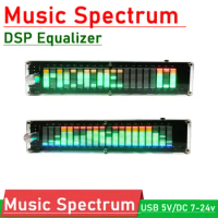 LED Music Spectrum Display Voice control DSP equalizer Level Indicator rhythm Analyzer VU Meter USB 5V 12V car POWER Amplifier