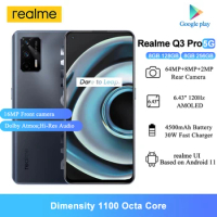 Cellphone Realme Q3 Pro 5G Mobile Phone 8GB RAM Dimensity 1100 Octa Core 6.43" AMOLED 120Hz Refresh rate 64MP 30W Fast Charge