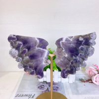 New arrivals A pair natural crystals healing stones Dream amethyst butterfly wings on stand for decoration Contains the bracket