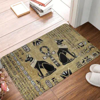 Non-Slip Carpet Ancient Egypt Egyptian Africa Cats And Ankh Cross Doormat Bedroom Bath Mat Entrance Door Decor Rug