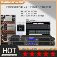 Professional DSP Digital Power Amplifier 4 Channel 4X1000W DSP And Dante Class D Line Array Speaker Powerful Audio DJ Subwoofer