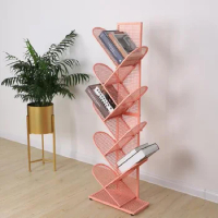 2021 New Creative Tree-shaped Iron Grid Bookshelf Storage Rack For Library Book Store Office Working Study Books Display