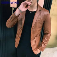 MND Jaket Jas New kulit Sintetis Pria / Jaket Kulit formal coklat L