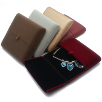 推薦全新雙開盒按扣盒首飾珠寶盒禮物盒珍珠項鏈收納盒天藍色灰色