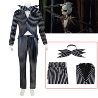 Movie The Nightmare Before Christmas Jack Skellington Cosplay Costume Outfits Dress Coat Carnival Xmas Costume for Men Women