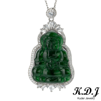 【K.D.J 圓融珠寶】滿綠觀音翡翠墜飾天然A貨