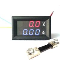DC 0-100V/100A LED Voltage Current Meter with 100A Ampere Shunt DC Volt Amp Meter