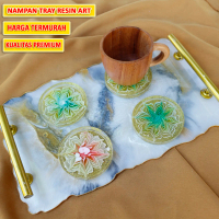 Resin Tray | Nampan Resin Art | Tatakan Gelas | Tatakan Serbaguna untuk Hampers Lebaran | Resin Art