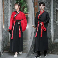 2PCS Tang Dynasty Ancient Chinese Costume Hanfu Dress Han Dynasty Long Robes Dance Stage Traditional Chinese Clothing for Men