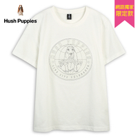 Hush Puppies T恤 男裝素色立體填充品牌圓章棉線條狗寬版T恤