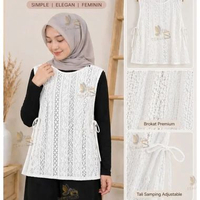 Outer Brokat Vest Wanita Bahan Lace Rompi Wanita Tali Samping Cardigan Kondangan Standar Jumbo M/L P