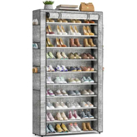 Shoe Rack 10Tier Large Capacity 50-56Pairs Beautiful Tall Shoe Shelf Free Standing Storage Cabinet Entryway Closet