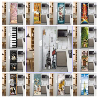 Self-adhesive Vinyl Fridge Stickers Covers Kitchen Refrigerator Wallpaper Tower Beer Football Door Decoration Photo Poster Mural