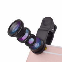3-in-1 Wide Angle Macro Fisheye Lens Camera Kits Mobile Phone Fish Eye Lenses with Clip 0.67x for iPhone Samsung All Cell Phones