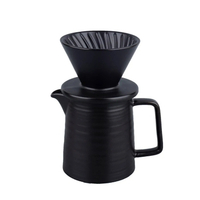 iHYGGE  手沖咖啡配件2件裝 黑色 (陶瓷咖啡壺 450ml/滴漏杯)
