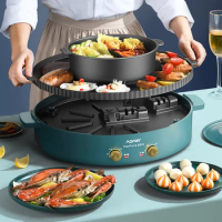 Dish Bbq Hot Pot Barbecue Electric Double Lamb Soup Home Chinese Hot Pot Multifunction Bread Fondue Chinoise Kitchen Appliances