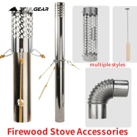 3F UL GEAR Firewood Stove Accessories Insulation Mesh Storage Bag Chimney Fence Fixing Ring Elbow Tube camping furnace Equipment