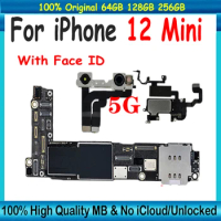 64gb/128gb/256gb For IPhone 12 Mini Motherboard With Face ID Full Chips Support Update Logic Board Original Unlocked Mainboard