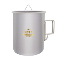 【BEST Ti】純鈦馬克杯-鈦杯-500ml-附杯蓋&收納袋(100%高品質純鈦製造)