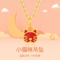 越南沙金可愛小貓咪吊墜項鏈黃銅鍍金雙面滴膠烤漆吊墜項鏈女禮物