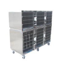 YSVET1830D 304 Stainless steel dogs veterinary clinic hospital combination dog cage Six-division cage pet cage for sale