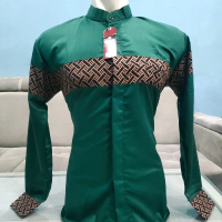 baju Koko pria dewasa Qynang Hijau batik