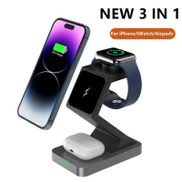 3 in 1 Magnetic Wireless Chargers Fast Wireless Charging Dock Station For iPhone 14 13 12 Max Apple Watch SE 8 7 Airpods Pro 2 3